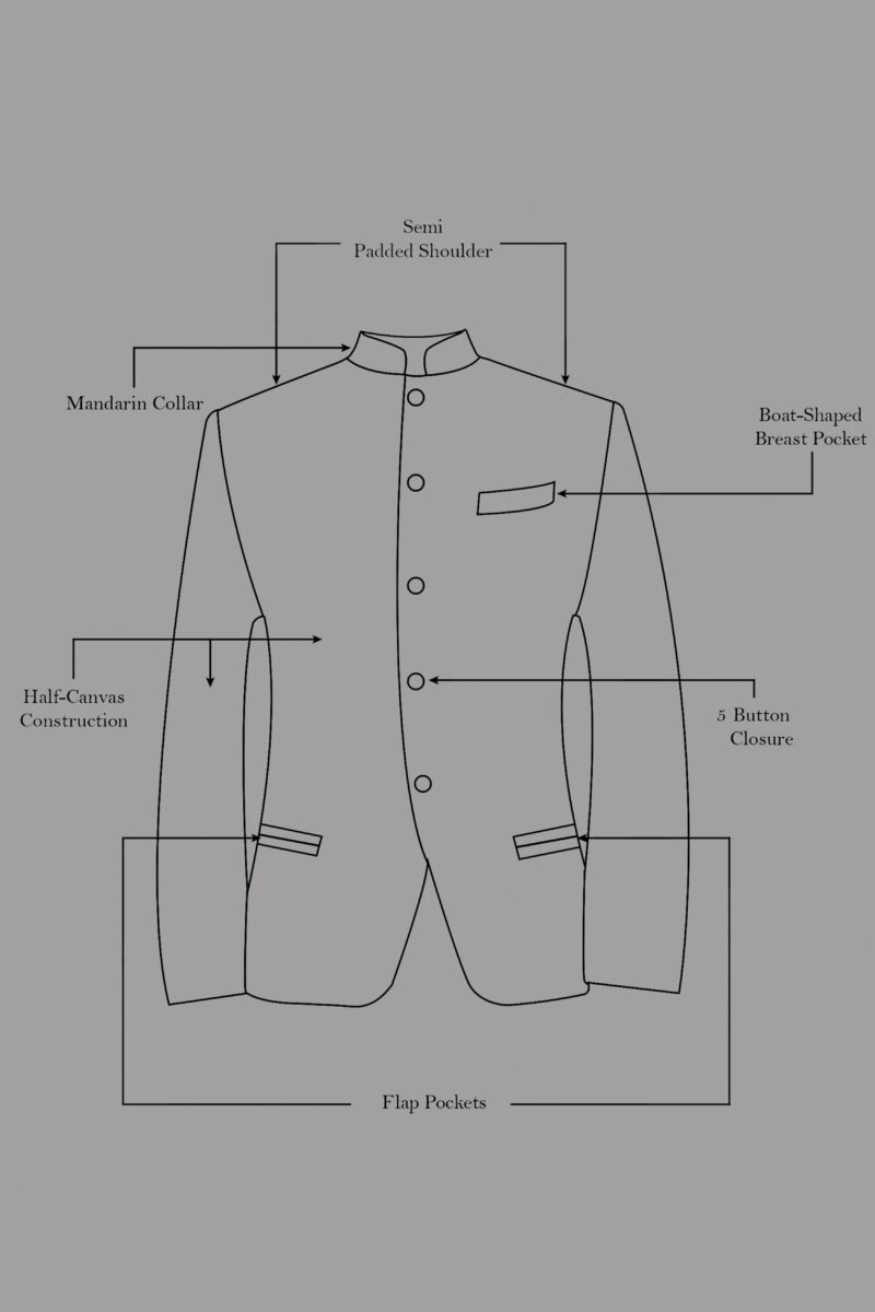 Asphalt Brown Crushed Velvet Bandhgala Suit - Image 17