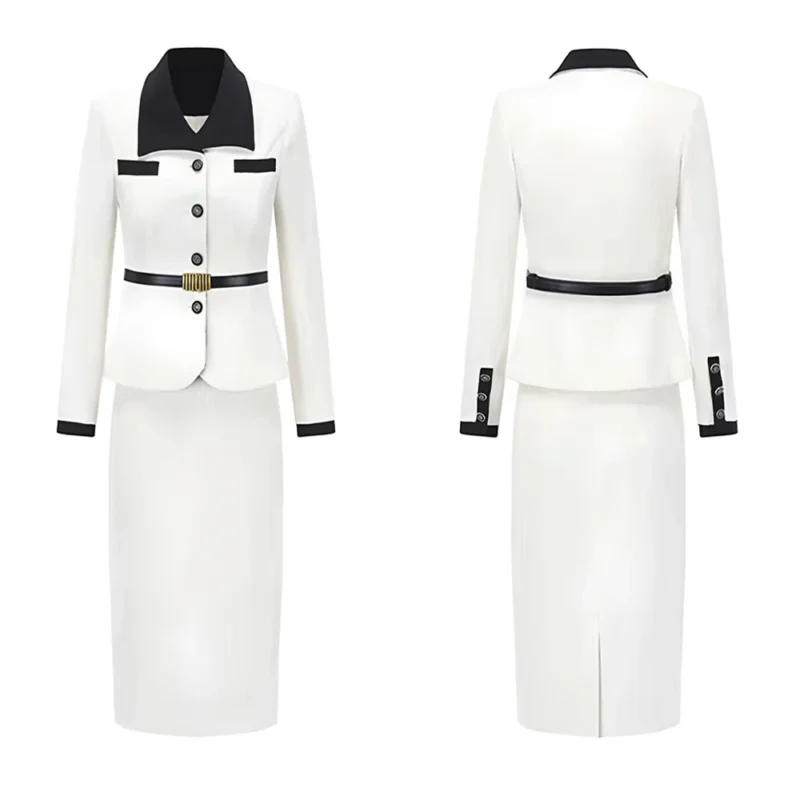 2025  High-End White Professional Formal Suit for Women Small Fragrant Style Jacket with  Skirt Overalls