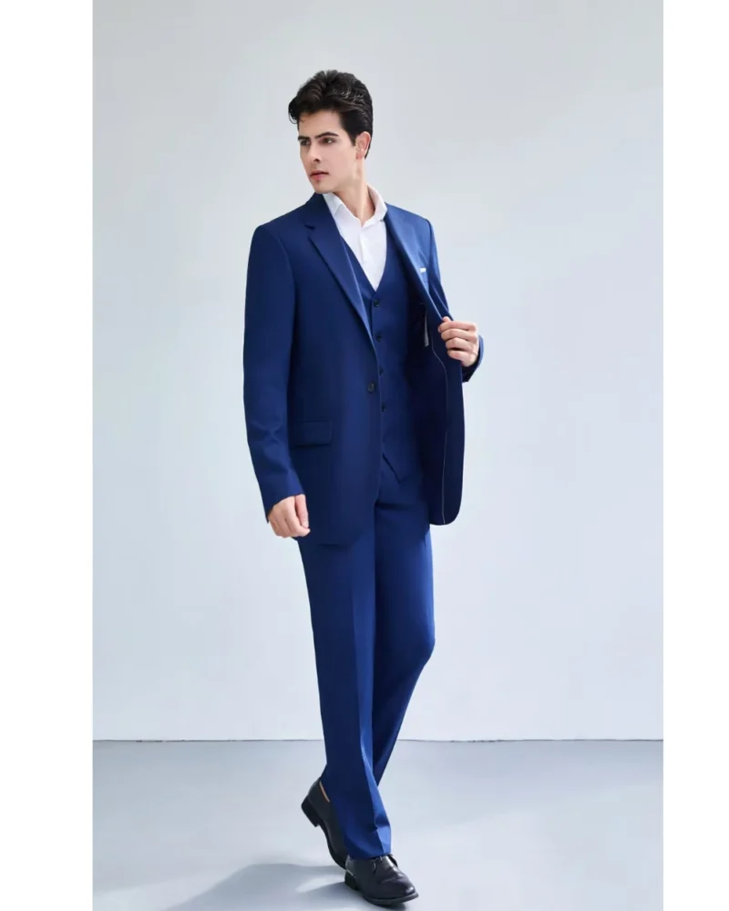 Hot Selling Men's Formal Business Suit 3 Striped Thin Lapel Many Customizable Colours for Office & Wedding Breathable Design - Image 4