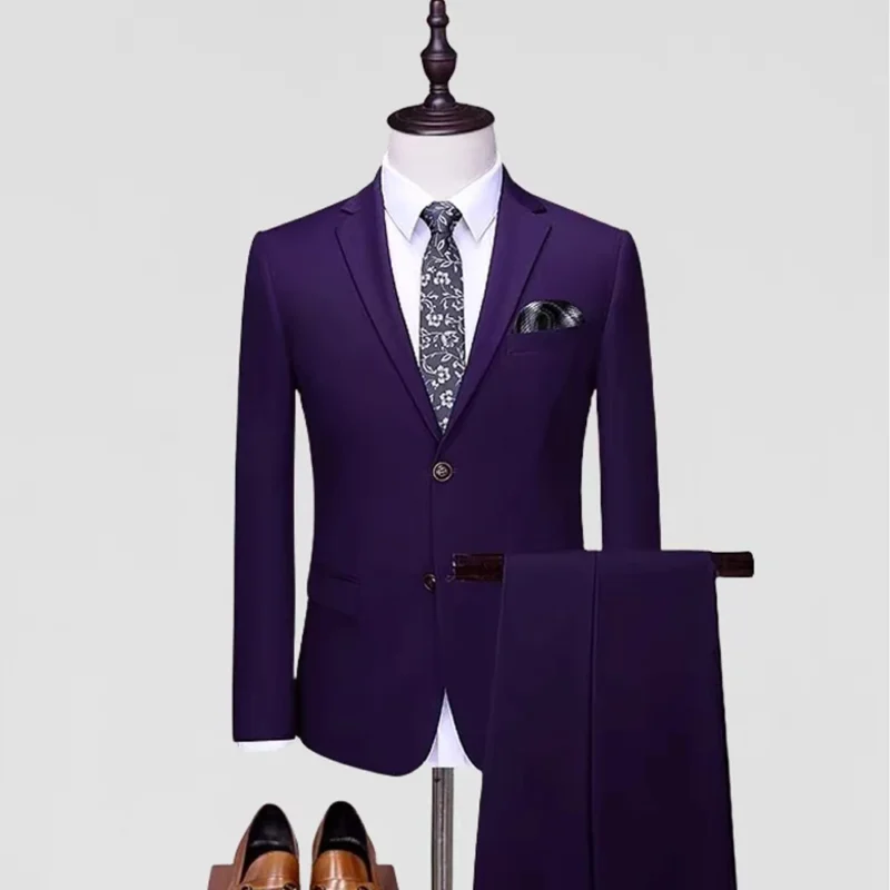 Men's Custom Luxury Business Suit 3-Piece Set with Two-Button Flat Lapel Breathable Trousers Vest - Image 3