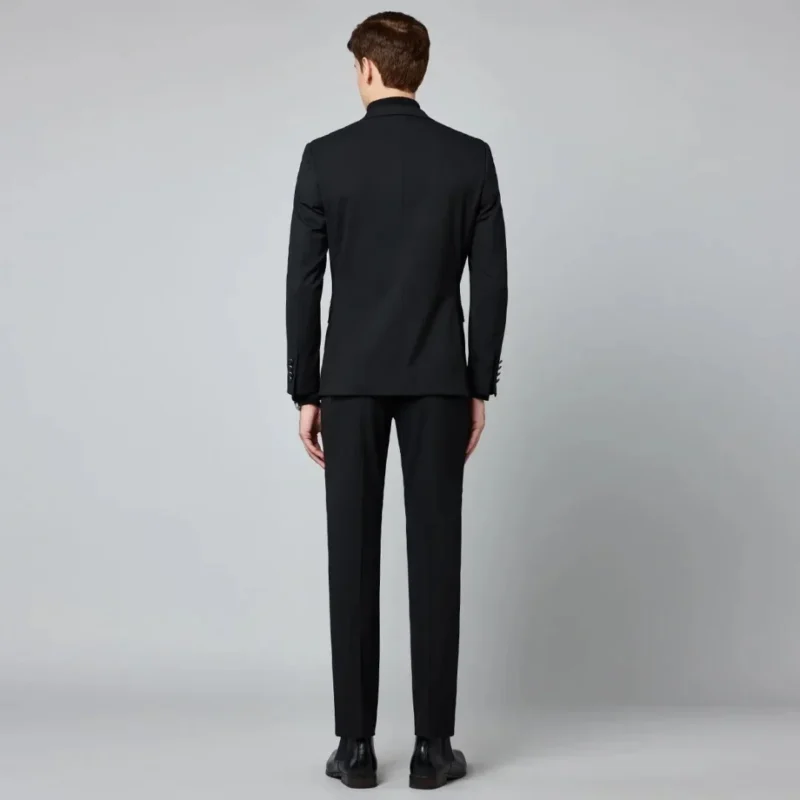2 Pieces High Quality Men's Slim Haute Couture Party Dress Suit Single Breasted Classic Design Black Color Quality Producer - Image 2