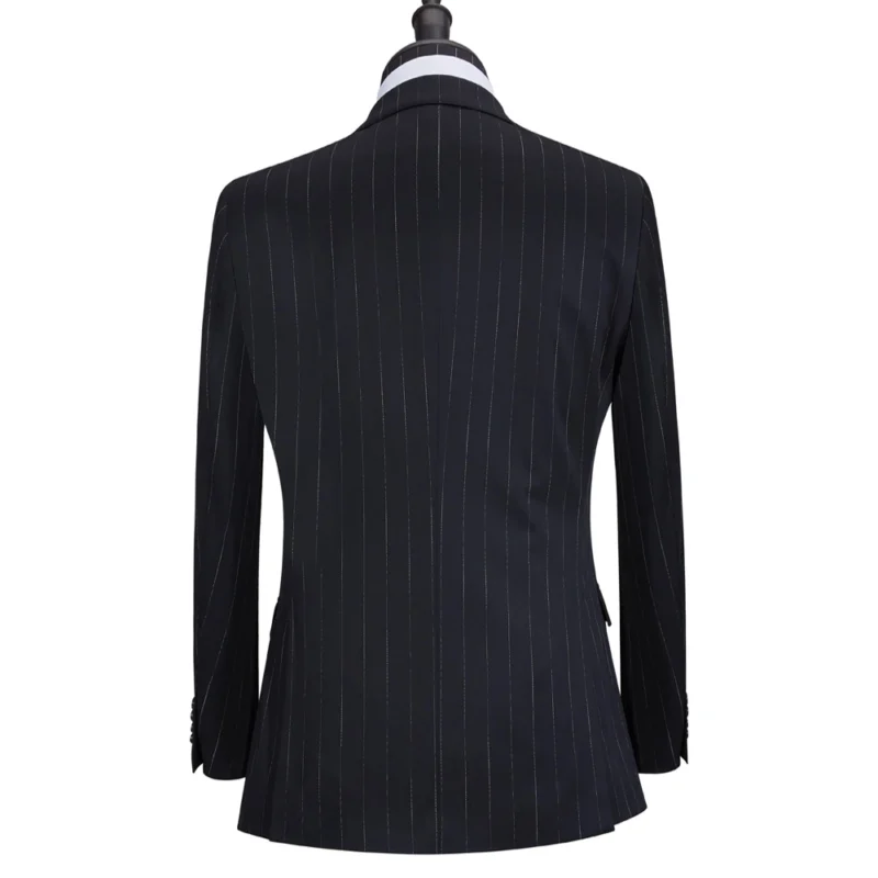 New Design 2-Piece Black Striped Business Suit for Men Custom-made Fitted Clothing Breathable and Comfortable - Image 3