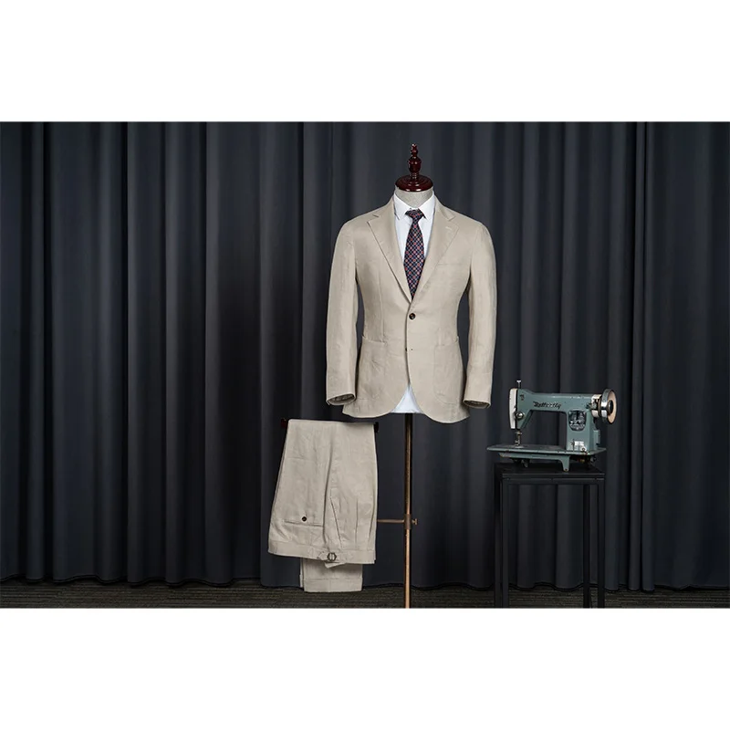 YY113 YZ113 Men's Professional Single-Breasted Business Suits Solid Color Wedding Attire Grooms Pleated Plus Size Breathable