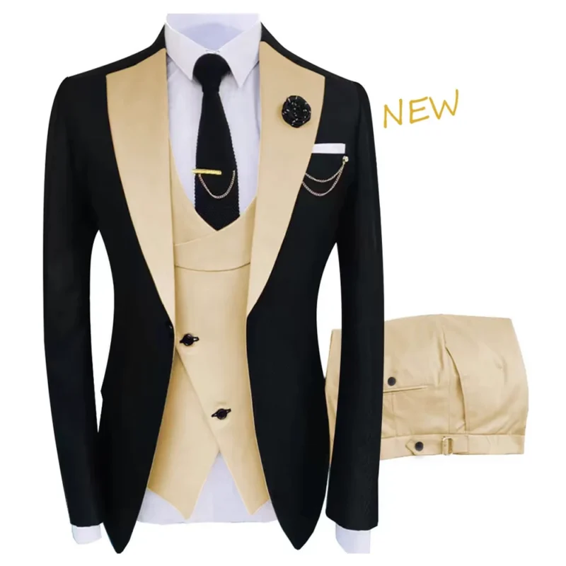 Men's New Design Business Suits Breathable Waistcoat and Trousers Jacket with Contrasting Colors Collared Men's Tuxedo - Image 6