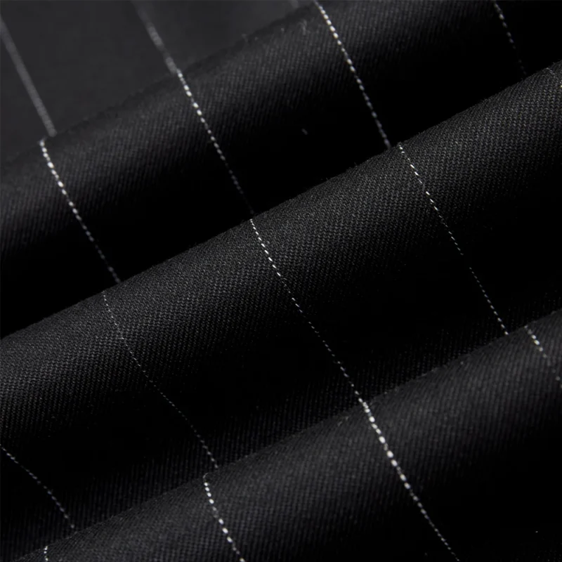 New Design 2-Piece Black Striped Business Suit for Men Custom-made Fitted Clothing Breathable and Comfortable - Image 4