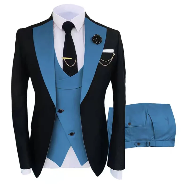 Men's New Design Business Suits Breathable Waistcoat and Trousers Jacket with Contrasting Colors Collared Men's Tuxedo - Image 5