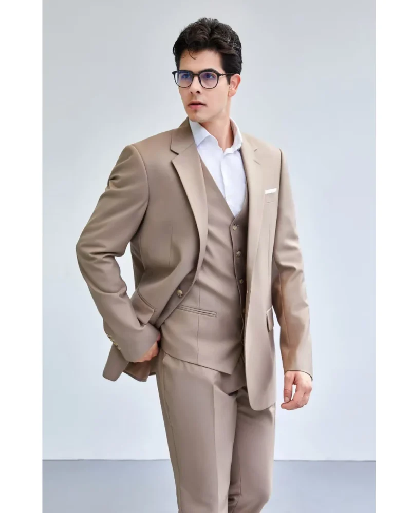 Hot Selling Men's Formal Business Suit 3 Striped Thin Lapel Many Customizable Colours for Office & Wedding Breathable Design - Image 2