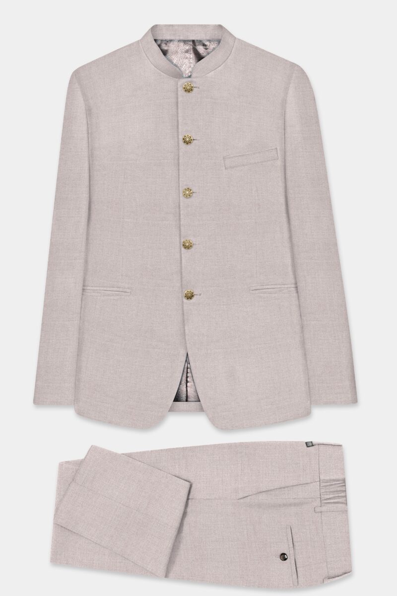Clamshell Cream Wool Rich Bandhgala Suit - Image 2