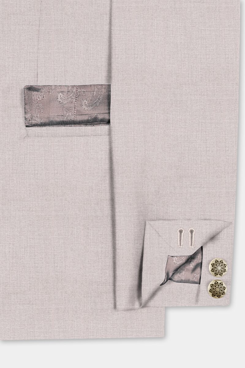 Clamshell Cream Wool Rich Bandhgala Suit - Image 5