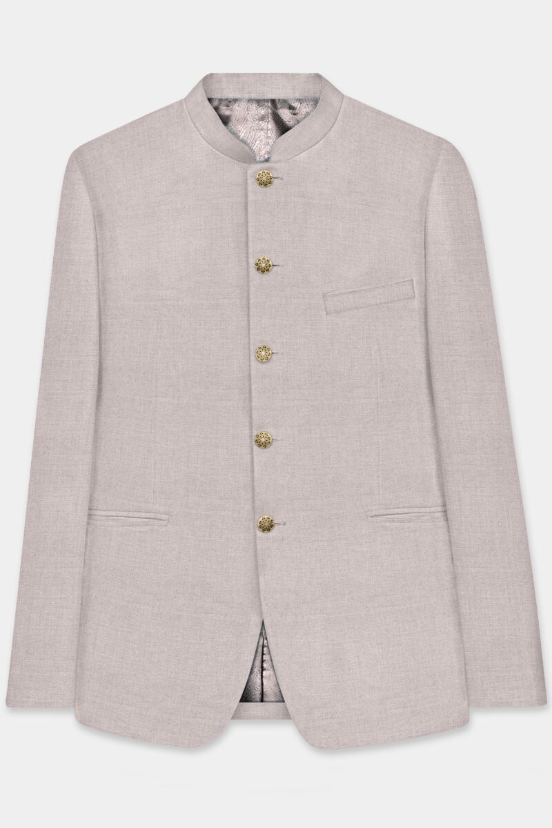 Clamshell Cream Wool Rich Bandhgala Suit - Image 6
