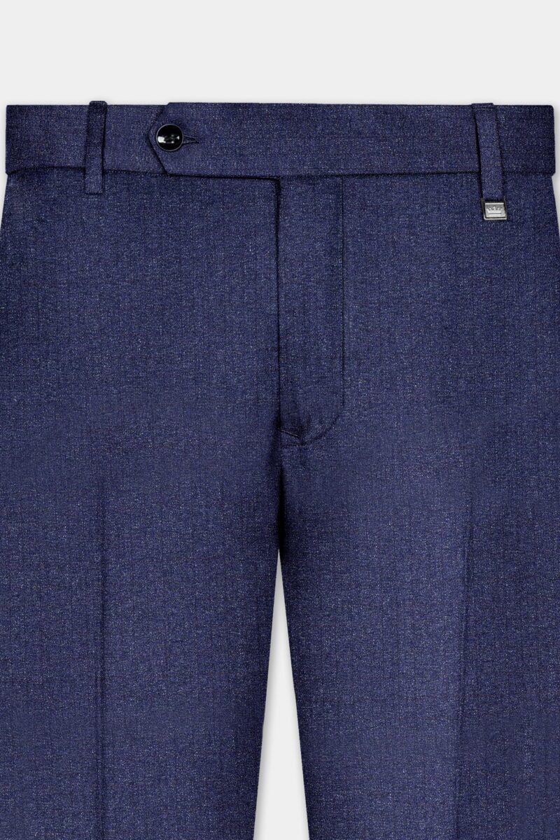 Ebony Clay Blue Textured Wool Blend Cross Placket Bandhgala Suit - Image 10