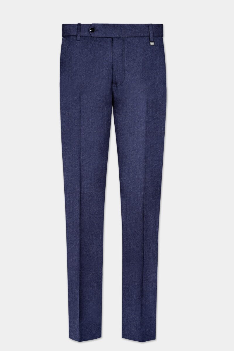 Ebony Clay Blue Textured Wool Blend Cross Placket Bandhgala Suit - Image 11