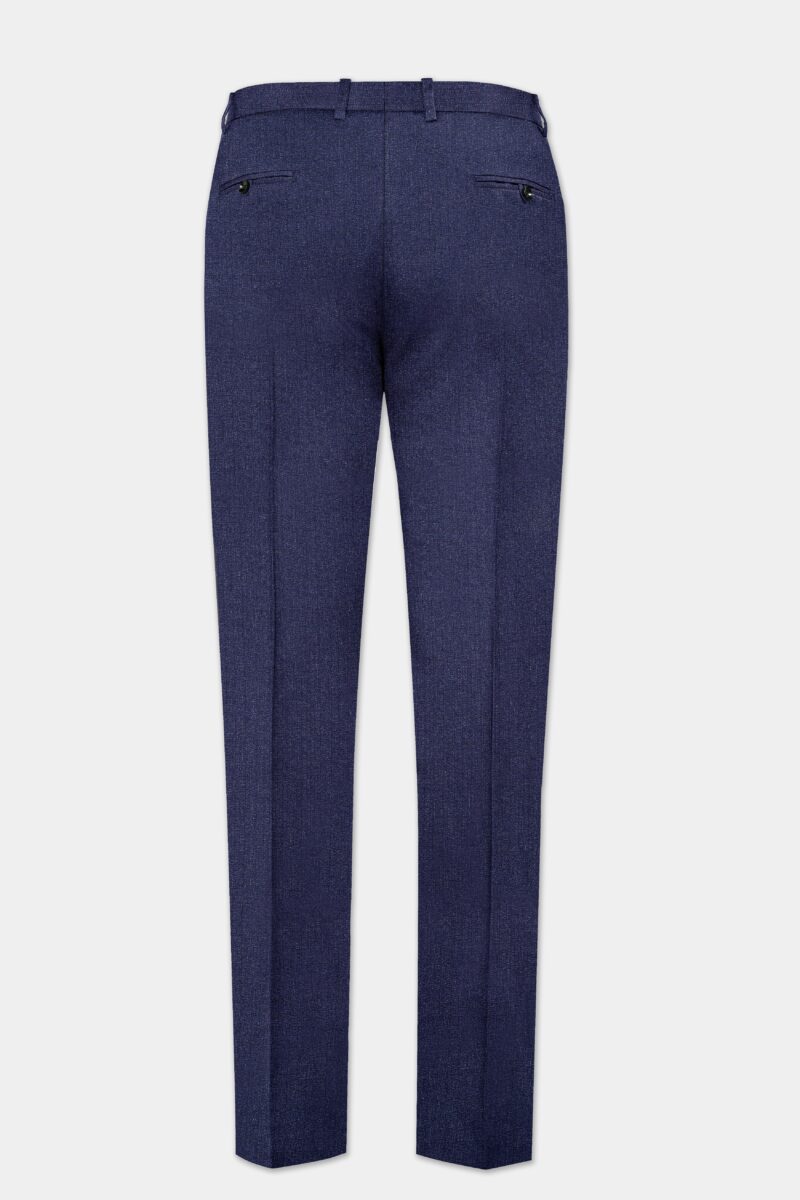 Ebony Clay Blue Textured Wool Blend Cross Placket Bandhgala Suit - Image 12