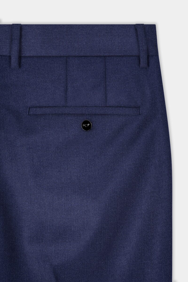 Ebony Clay Blue Textured Wool Blend Cross Placket Bandhgala Suit - Image 13