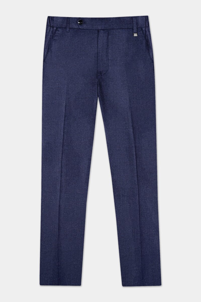 Ebony Clay Blue Textured Wool Blend Cross Placket Bandhgala Suit - Image 14
