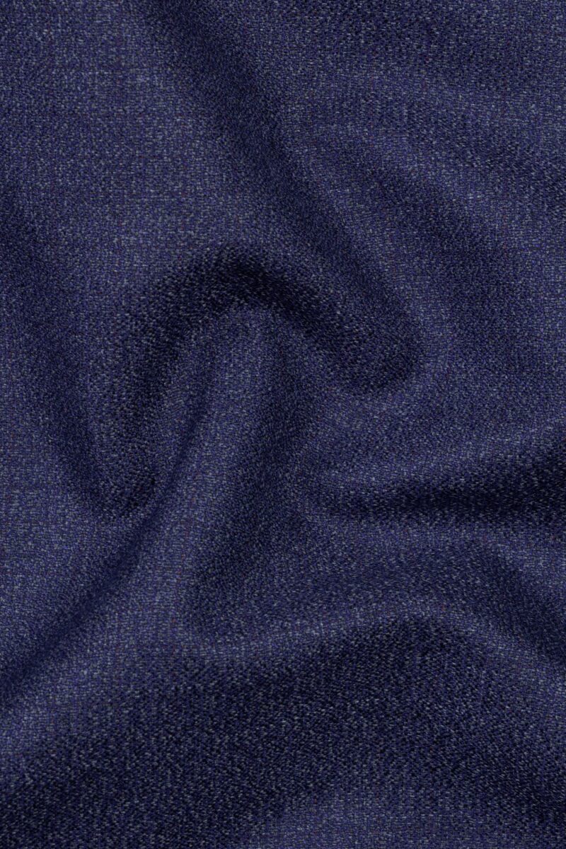 Ebony Clay Blue Textured Wool Blend Cross Placket Bandhgala Suit - Image 3