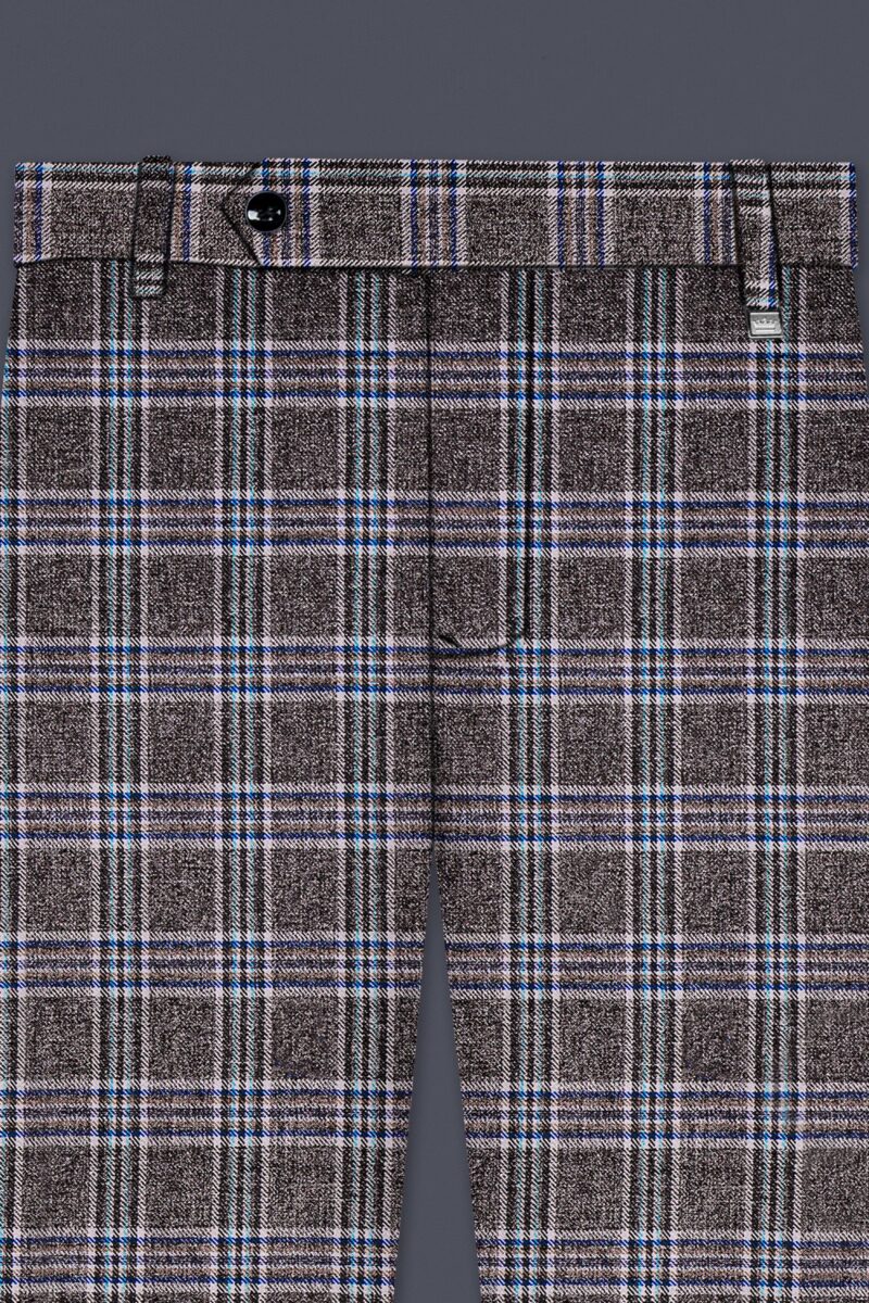 Ironside Grey Plaid Wool Blend Cross Placket Bandhgala Suit - Image 12