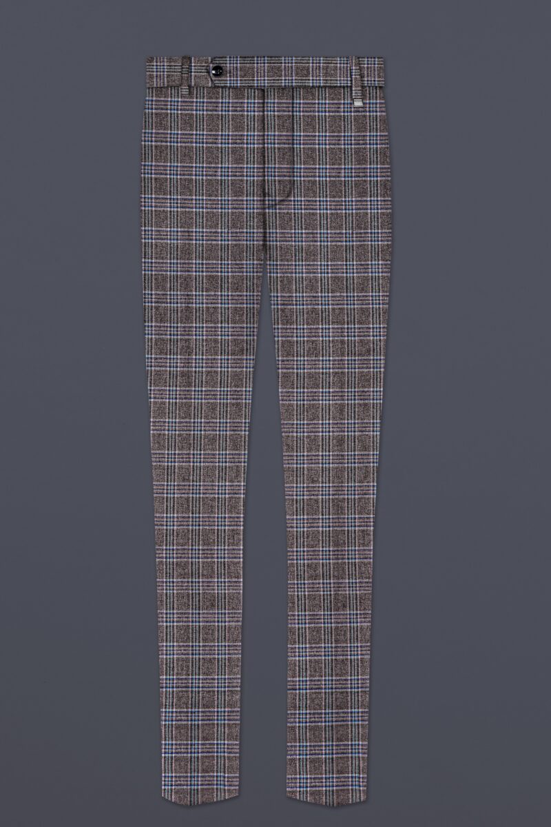 Ironside Grey Plaid Wool Blend Cross Placket Bandhgala Suit - Image 13