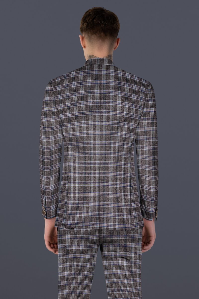 Ironside Grey Plaid Wool Blend Cross Placket Bandhgala Suit - Image 20