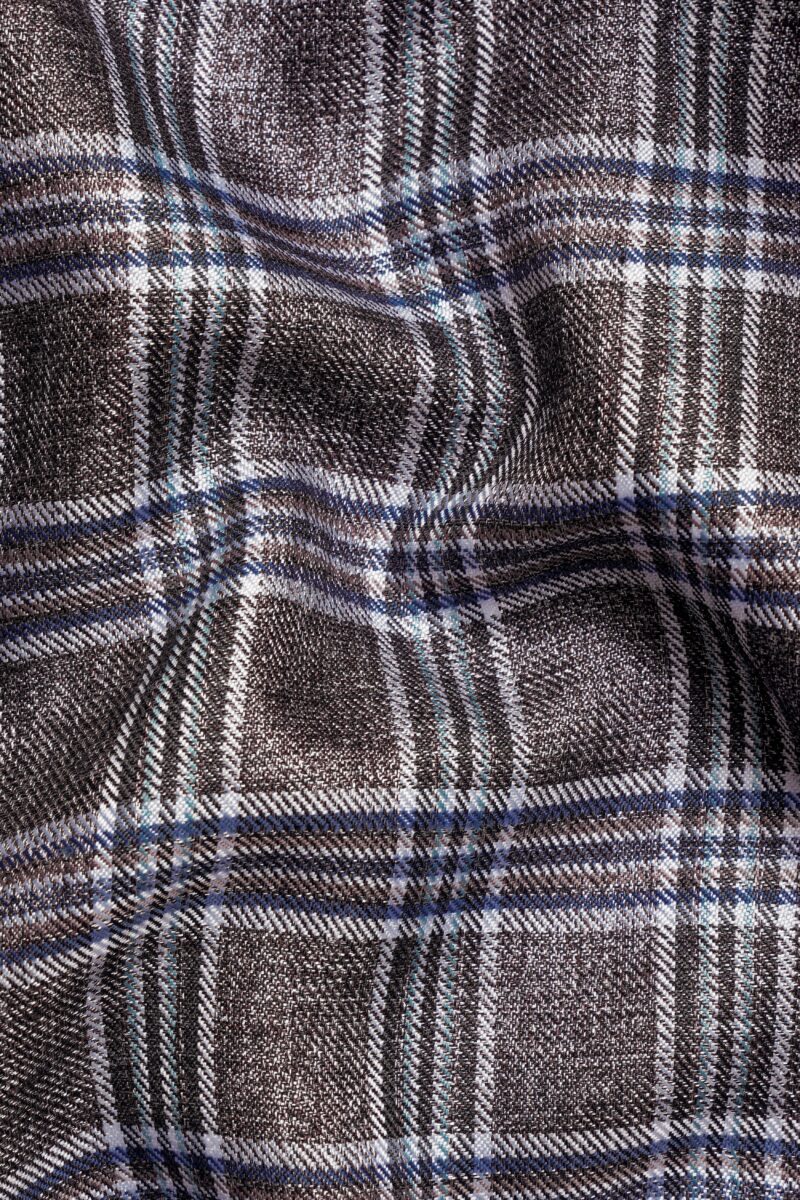 Ironside Grey Plaid Wool Blend Cross Placket Bandhgala Suit - Image 4