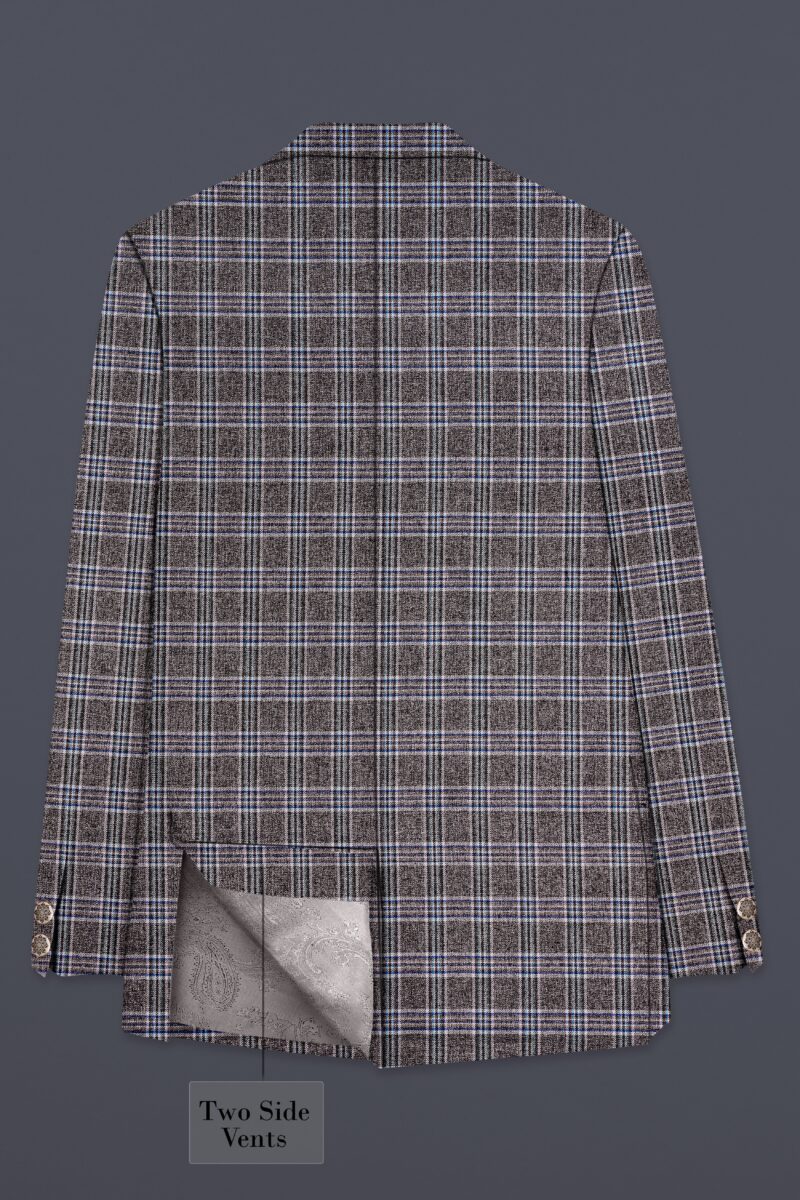 Ironside Grey Plaid Wool Blend Cross Placket Bandhgala Suit - Image 9