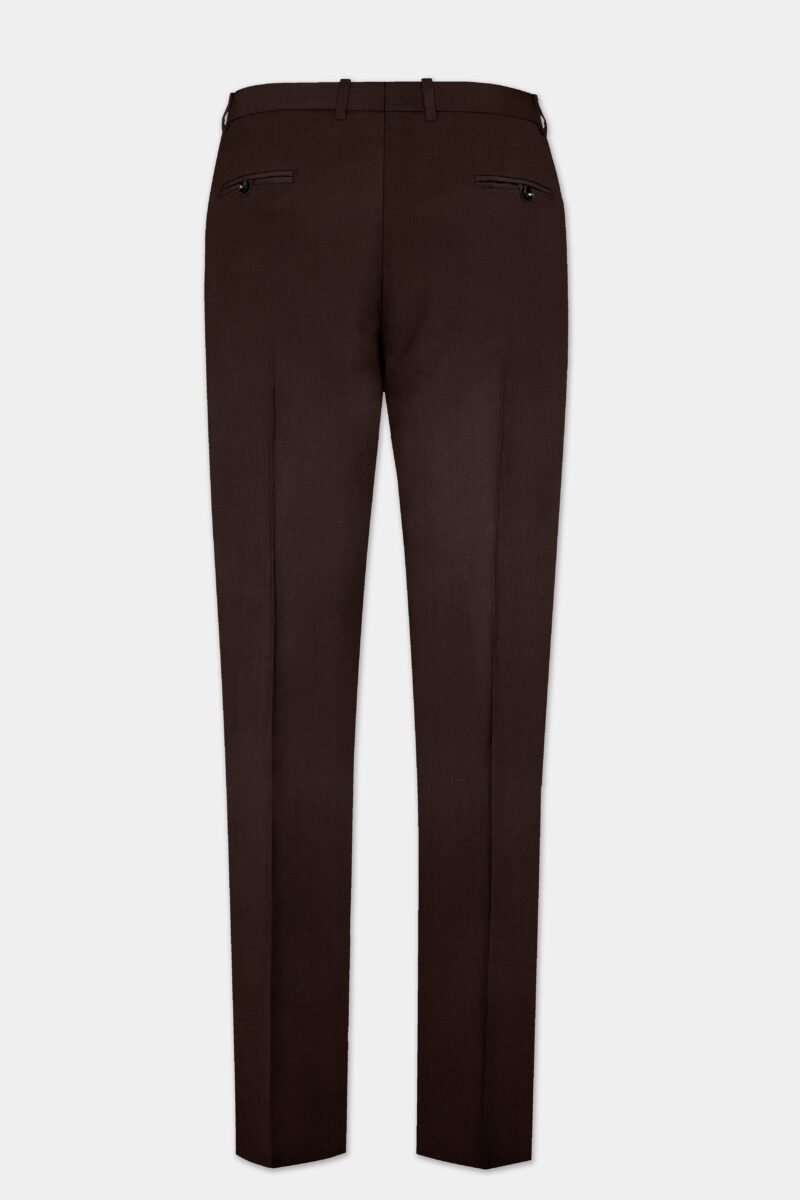 Espresso-Hickory Brown Solid Wool Rich Cross Placket Bandhgala Suit - Image 12
