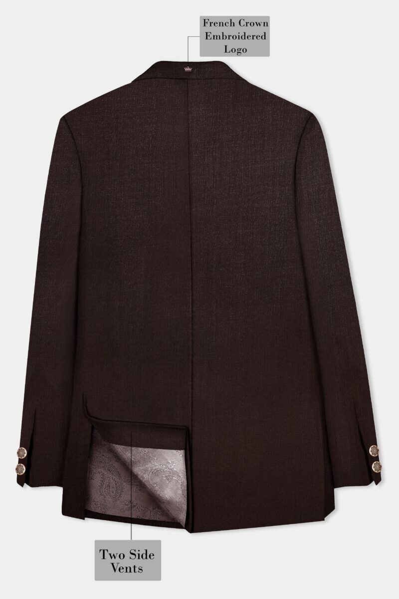 Espresso-Hickory Brown Solid Wool Rich Cross Placket Bandhgala Suit - Image 7