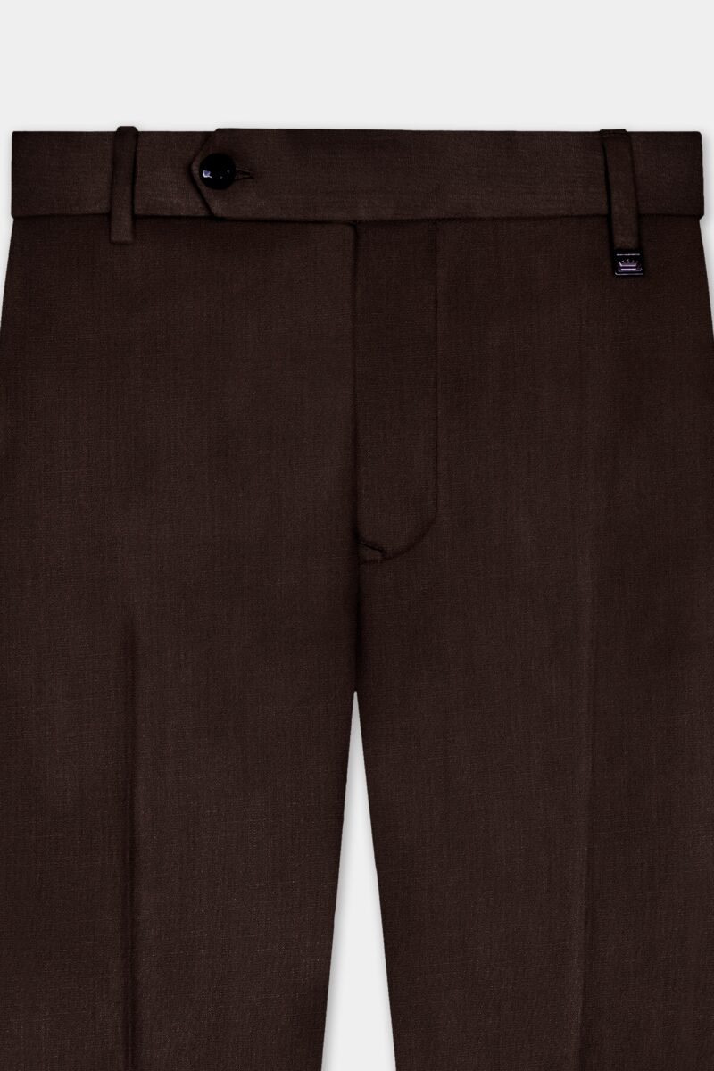 Espresso-Hickory Brown Solid Wool Rich Cross Placket Bandhgala Suit - Image 10