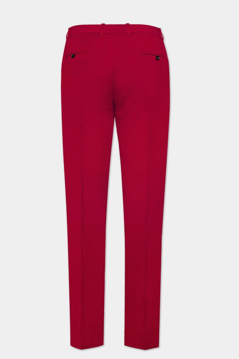 Vermilion-Chili Red Solid Wool Rich Cross Placket Bandhgala Suit - Image 14