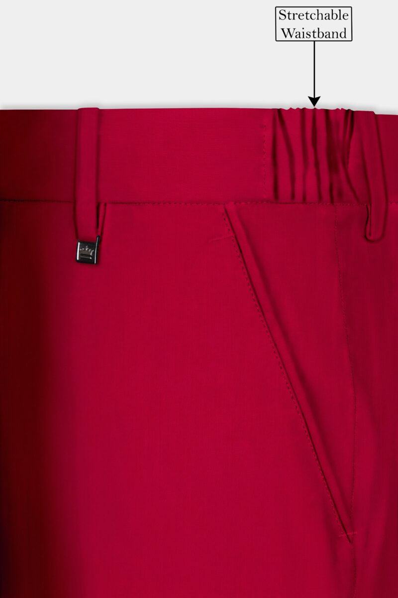 Vermilion-Chili Red Solid Wool Rich Cross Placket Bandhgala Suit - Image 15