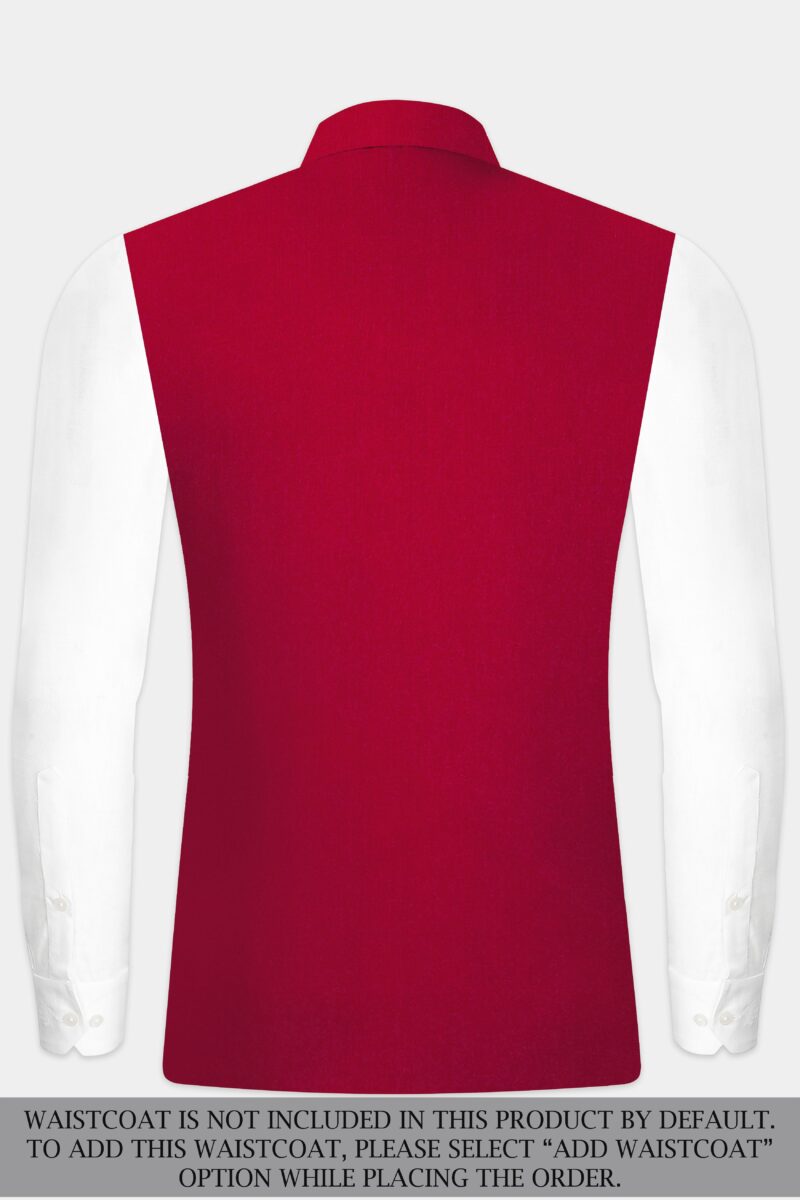 Vermilion-Chili Red Solid Wool Rich Cross Placket Bandhgala Suit - Image 17