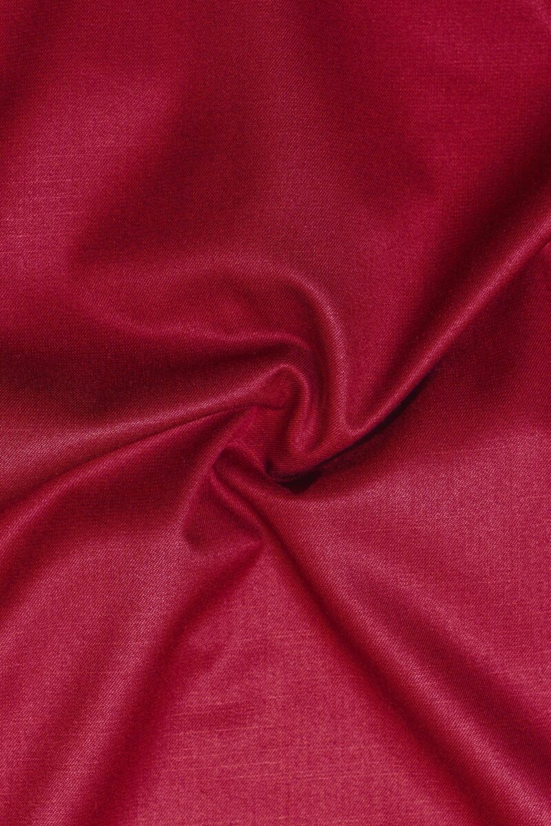 Vermilion-Chili Red Solid Wool Rich Cross Placket Bandhgala Suit - Image 3