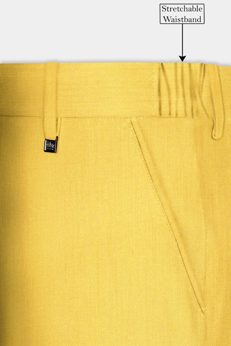 Saffron Elegance-Lemon Yellow Solid Wool Rich Bandhgala Stretchable traveler Suit - Image 14