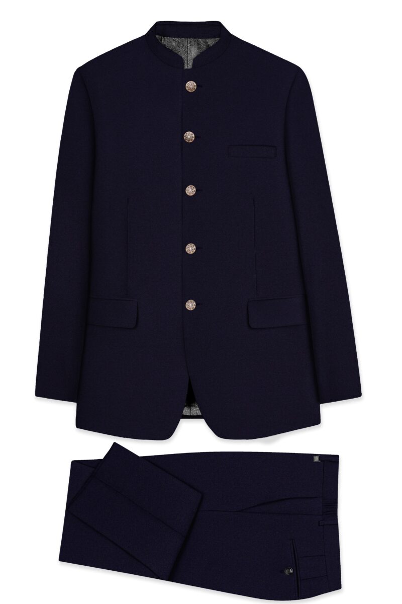 Vistaro-Korean Blue (The Best Blue We Have) Wool Rich Bandhgala Stretchable traveler Suit - Image 10