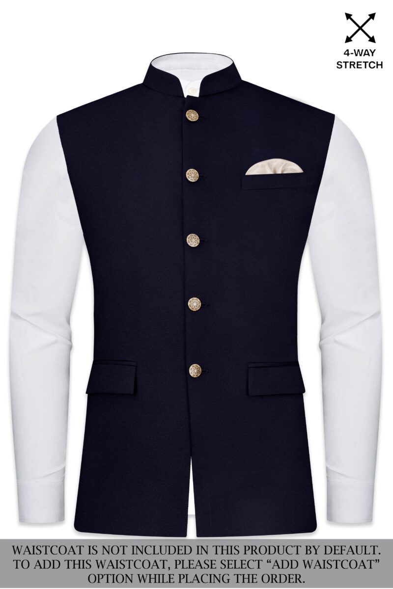 Vistaro-Korean Blue (The Best Blue We Have) Wool Rich Bandhgala Stretchable traveler Suit - Image 15
