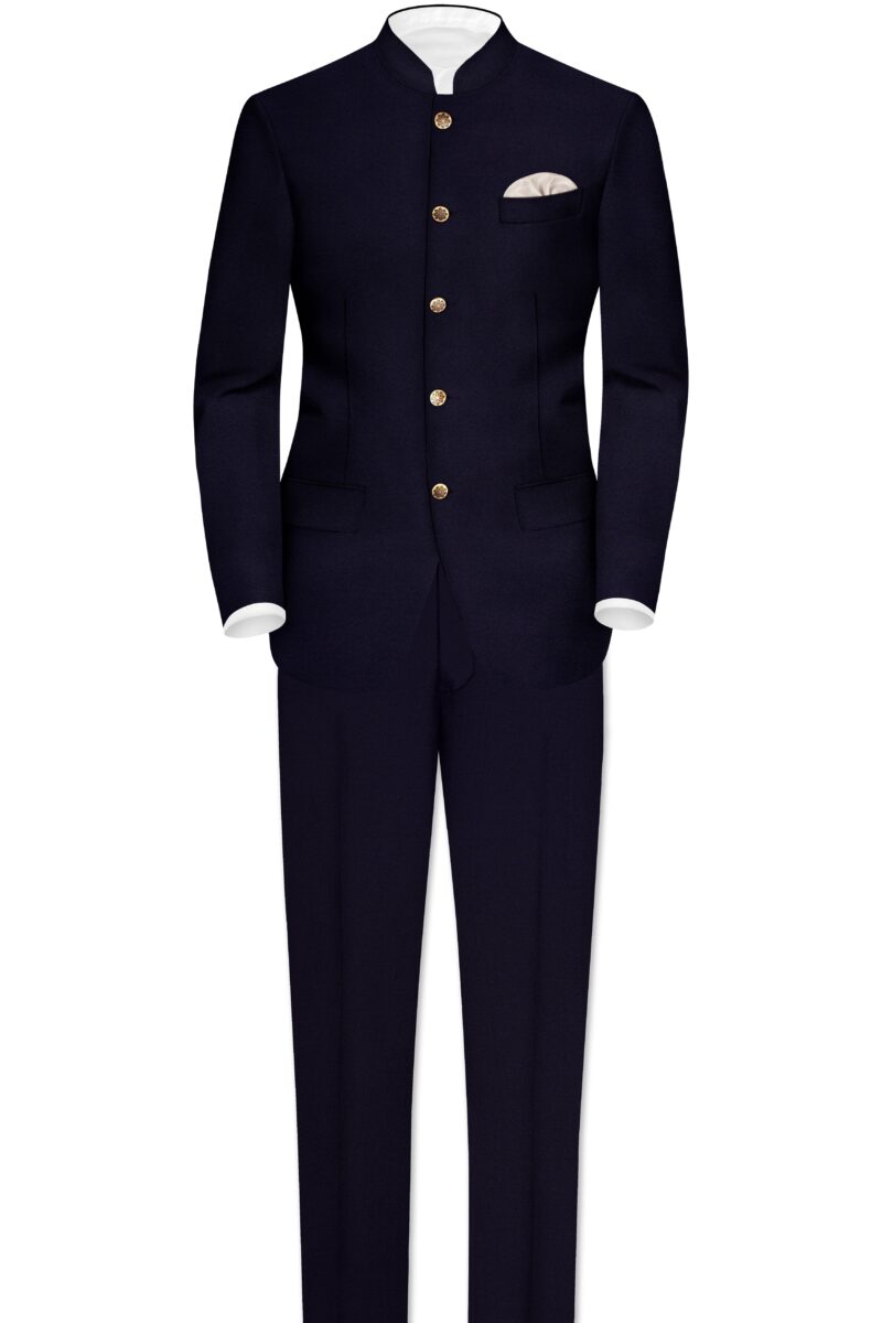 Vistaro-Korean Blue (The Best Blue We Have) Wool Rich Bandhgala Stretchable traveler Suit - Image 4