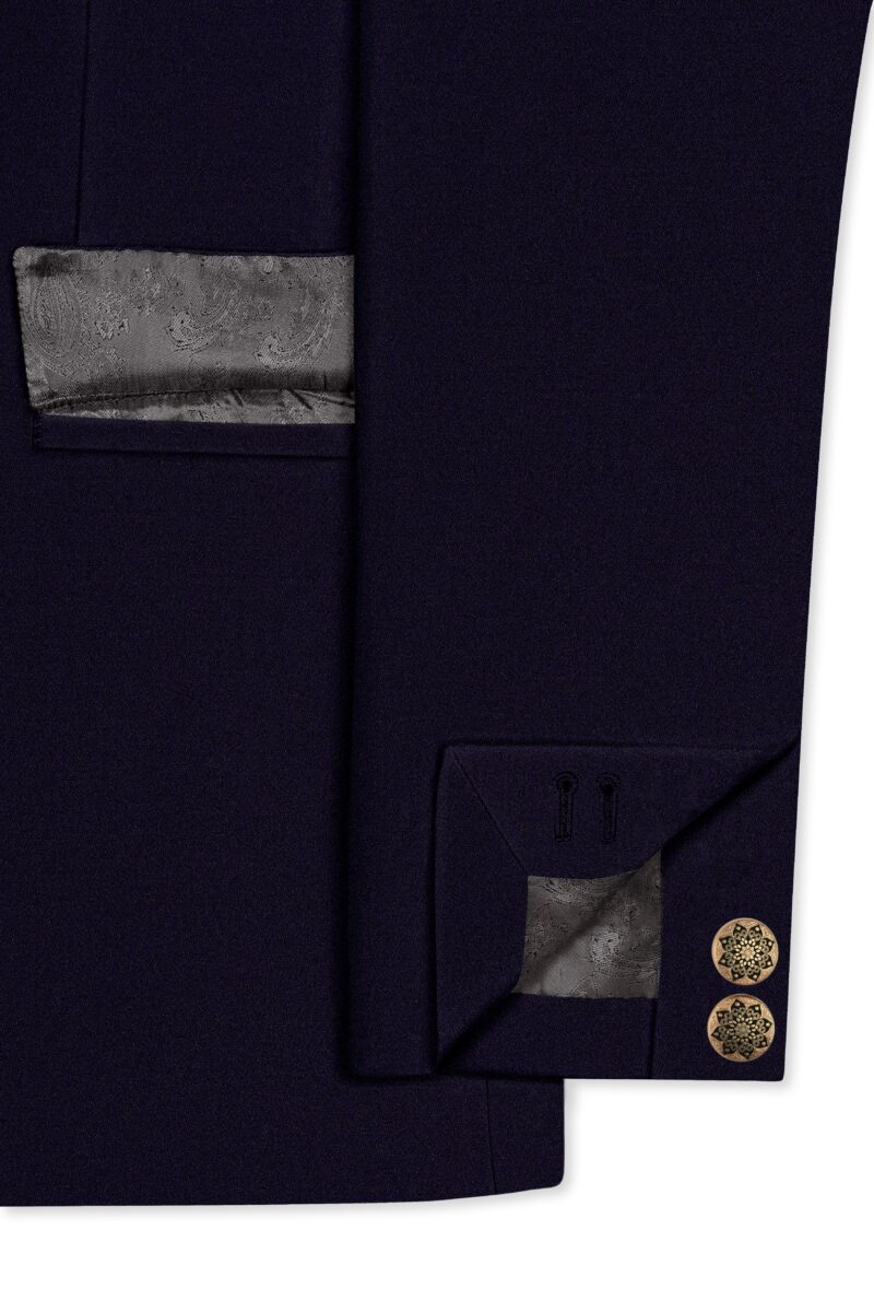 Vistaro-Korean Blue (The Best Blue We Have) Wool Rich Bandhgala Stretchable traveler Suit - Image 6