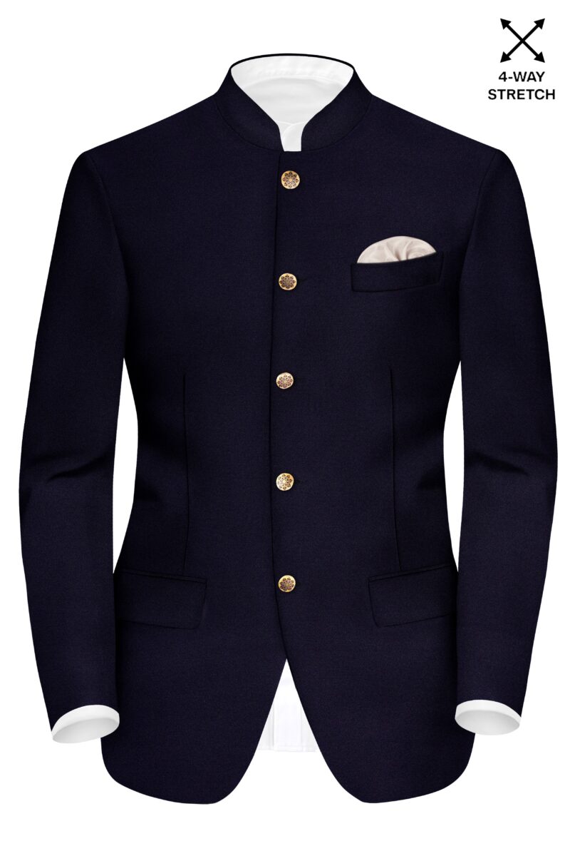 Vistaro-Korean Blue (The Best Blue We Have) Wool Rich Bandhgala Stretchable traveler Suit - Image 9